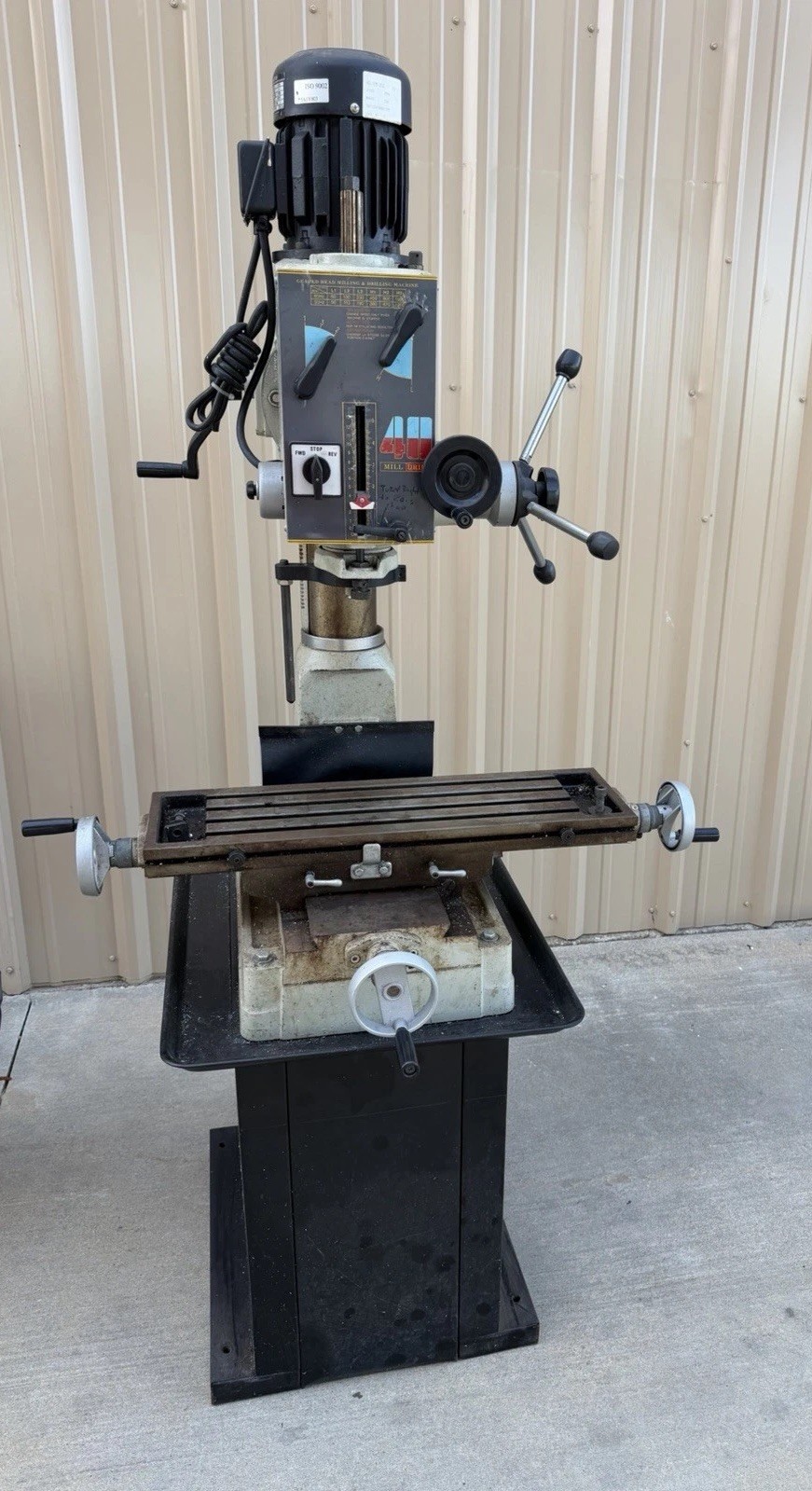 MSC Rong Fu Mill Drill Machine R8 Spindle Gear Head On Factory Base 1 HP 3 PH