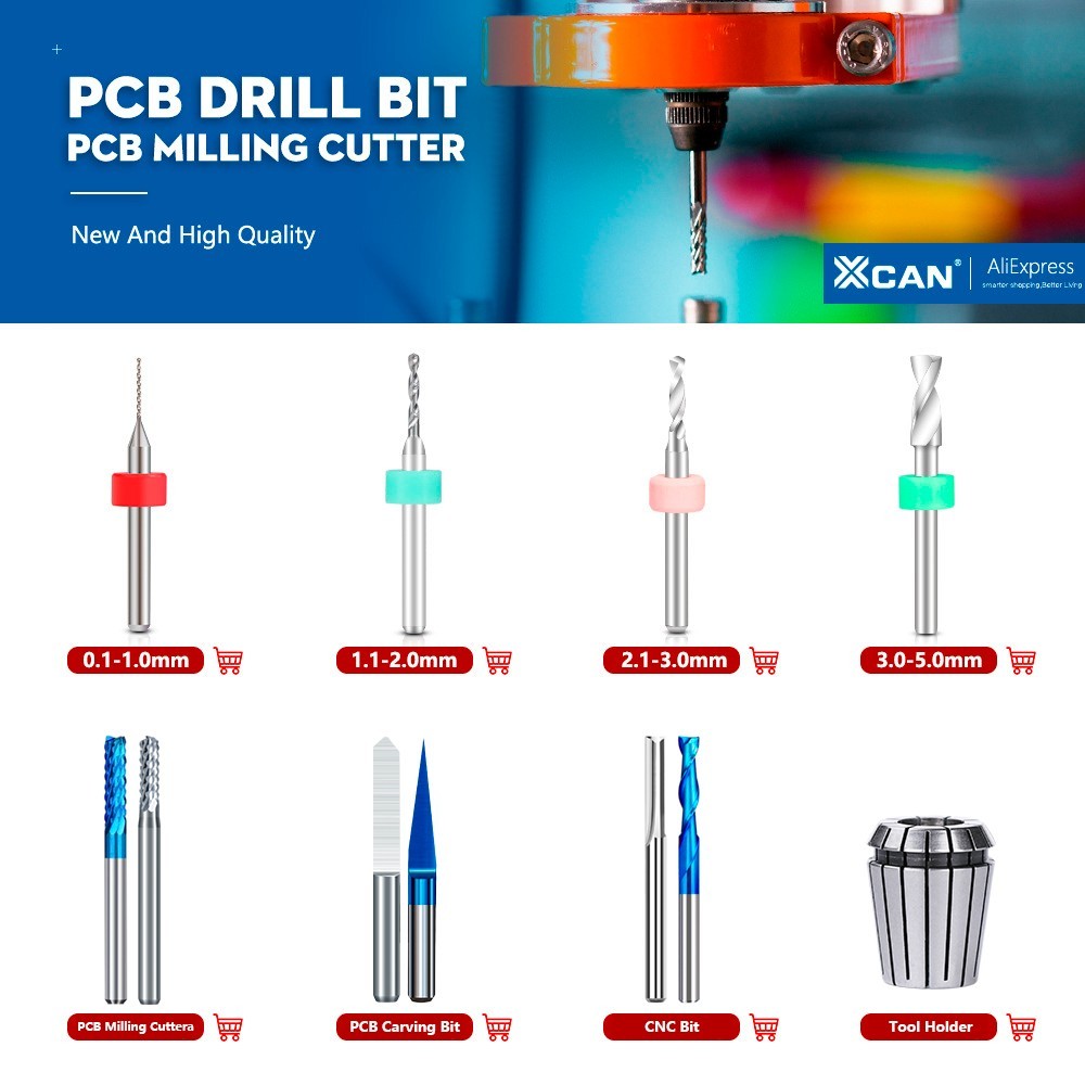 10pcs New Drill Bit Set Carbide PCB Mini CNC Micro Drill Bits 0.1mm-2.0mm