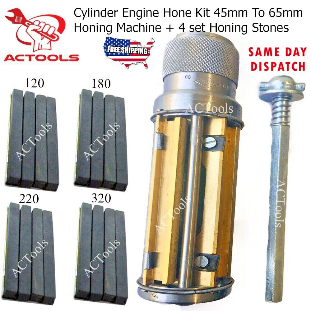 Cylinder Engine Hone Kit 45mm To 65mm Honing Machine + 4 set Honing Stones USA