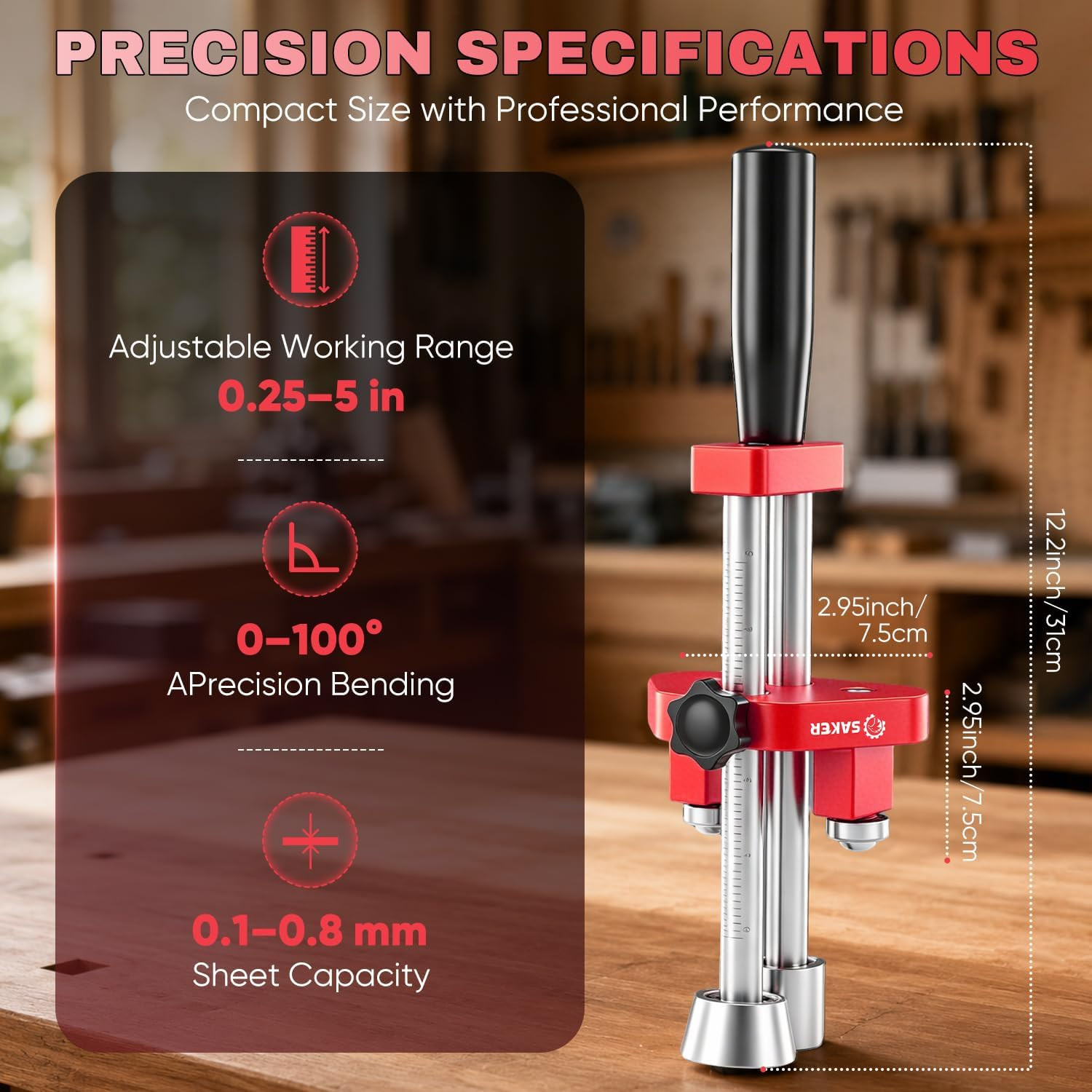 One-Station Sheet Metal Bender, Sheet Bending Roller Tool | Adjustable 5 Inch fo