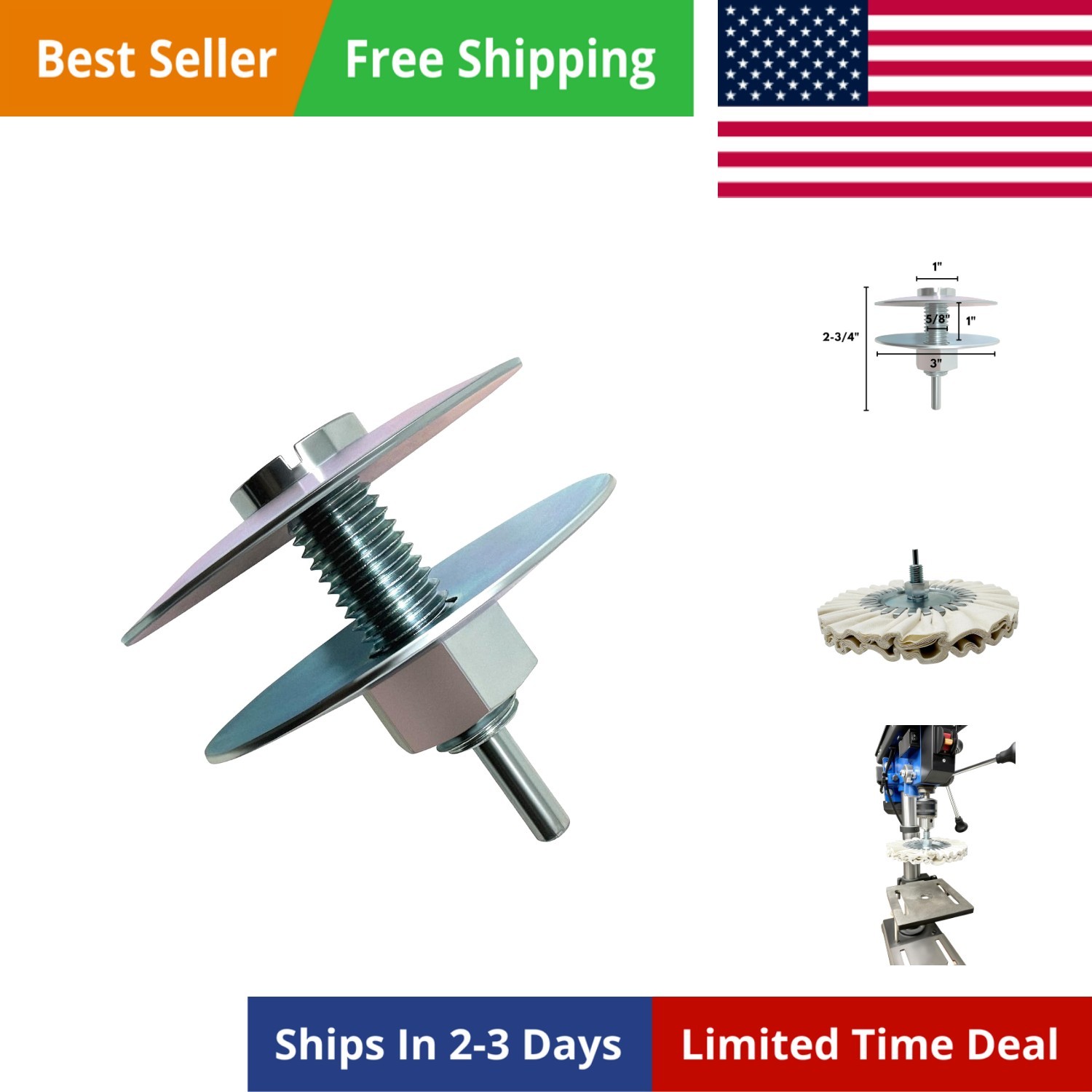 Drill Arbor Adapter Mandrel, 5/8-inch Diameter, Ideal for Airway Buffing Wheels