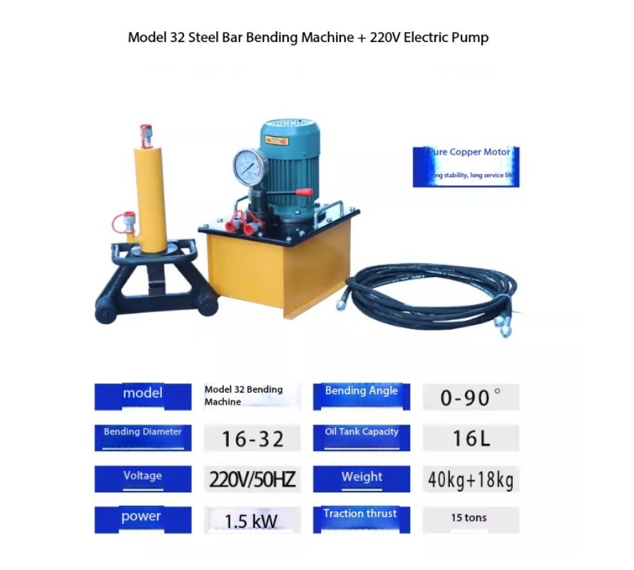 Handheld Hydraulic Rebar Bender Electric Handheld Portable Bender 0-90°