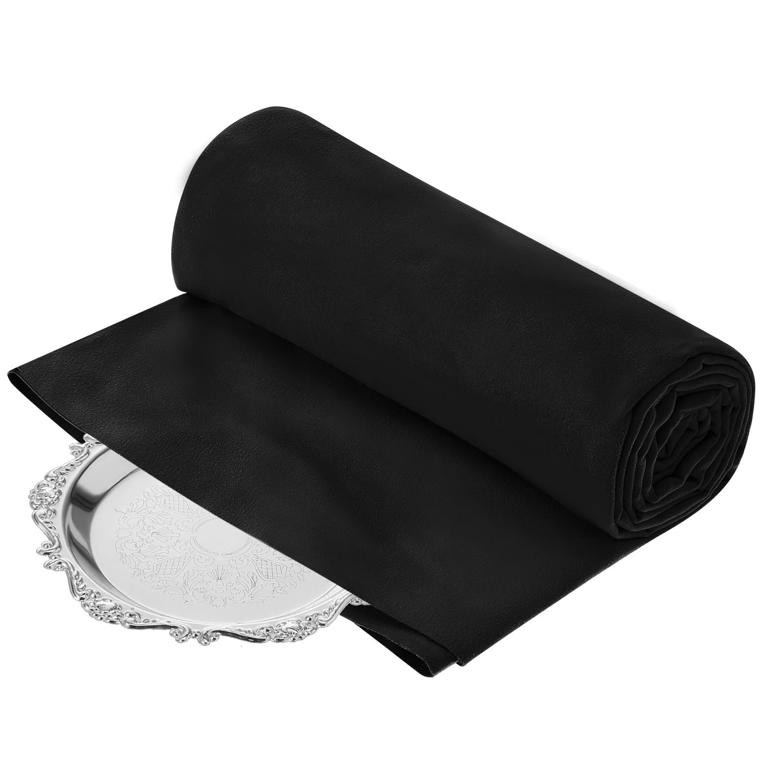 Jecery 1.1 Yd Anti Tarnish Silver Polishing Cloth Luxury Jewelry Cleaner Black