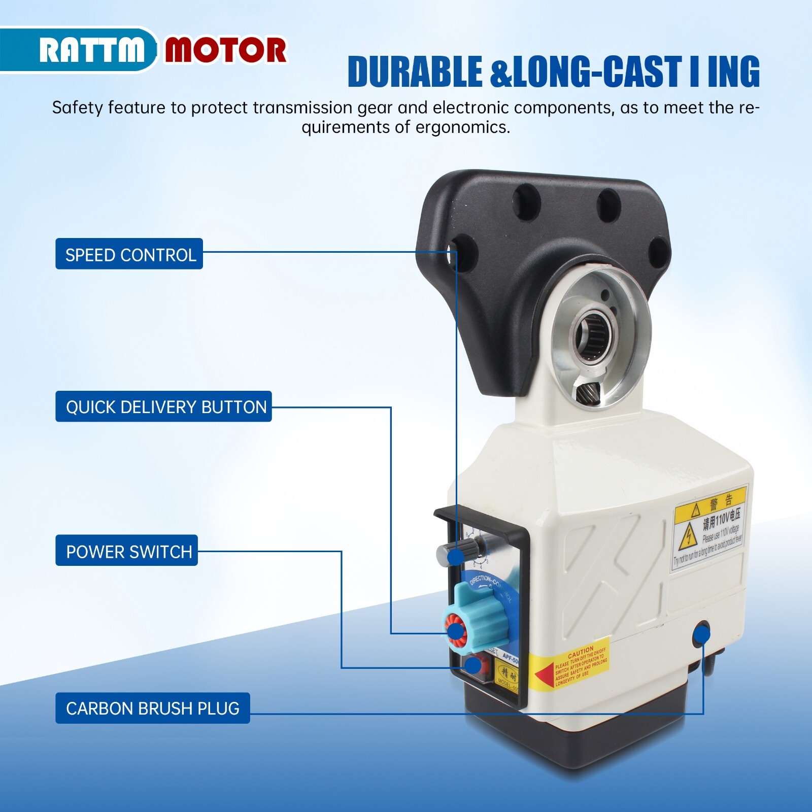 110V Power Feed X-Axis Milling Machine Torque 650 in-lb for Bridgeport 0-200 RPM