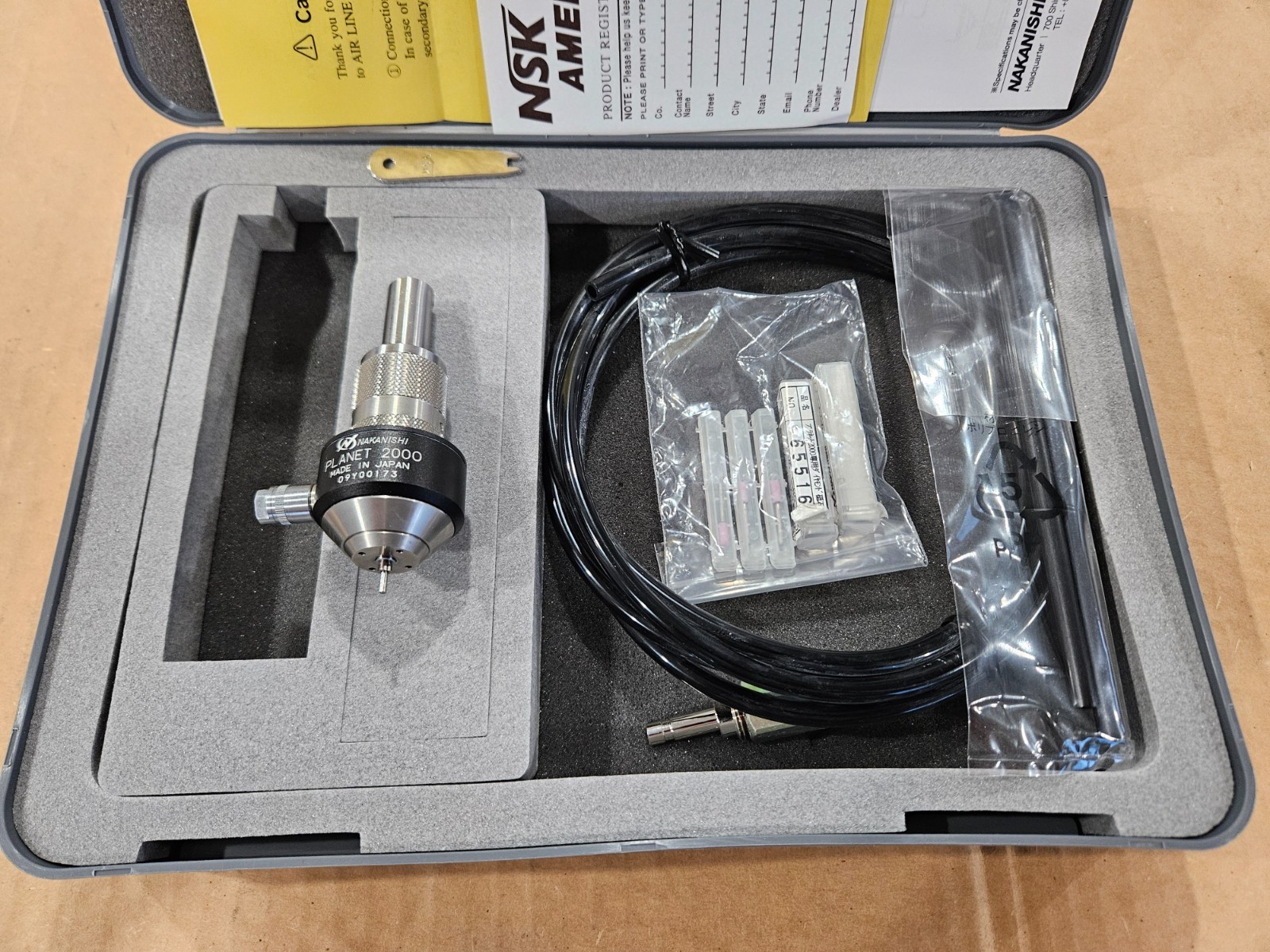 NSK Nakanishi Planet 2000 Pneumatic Jig Grinder Spindle w/ AL-0304 Airline Kit