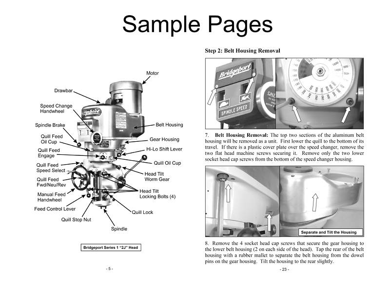Rebuild Manual For Bridgeport 2J Variable Speed Mill