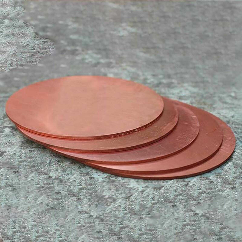 Solid Pure Copper Discs Blank Round Plate Metal Sheet 50-200mm OD 0.8-3mm Thick