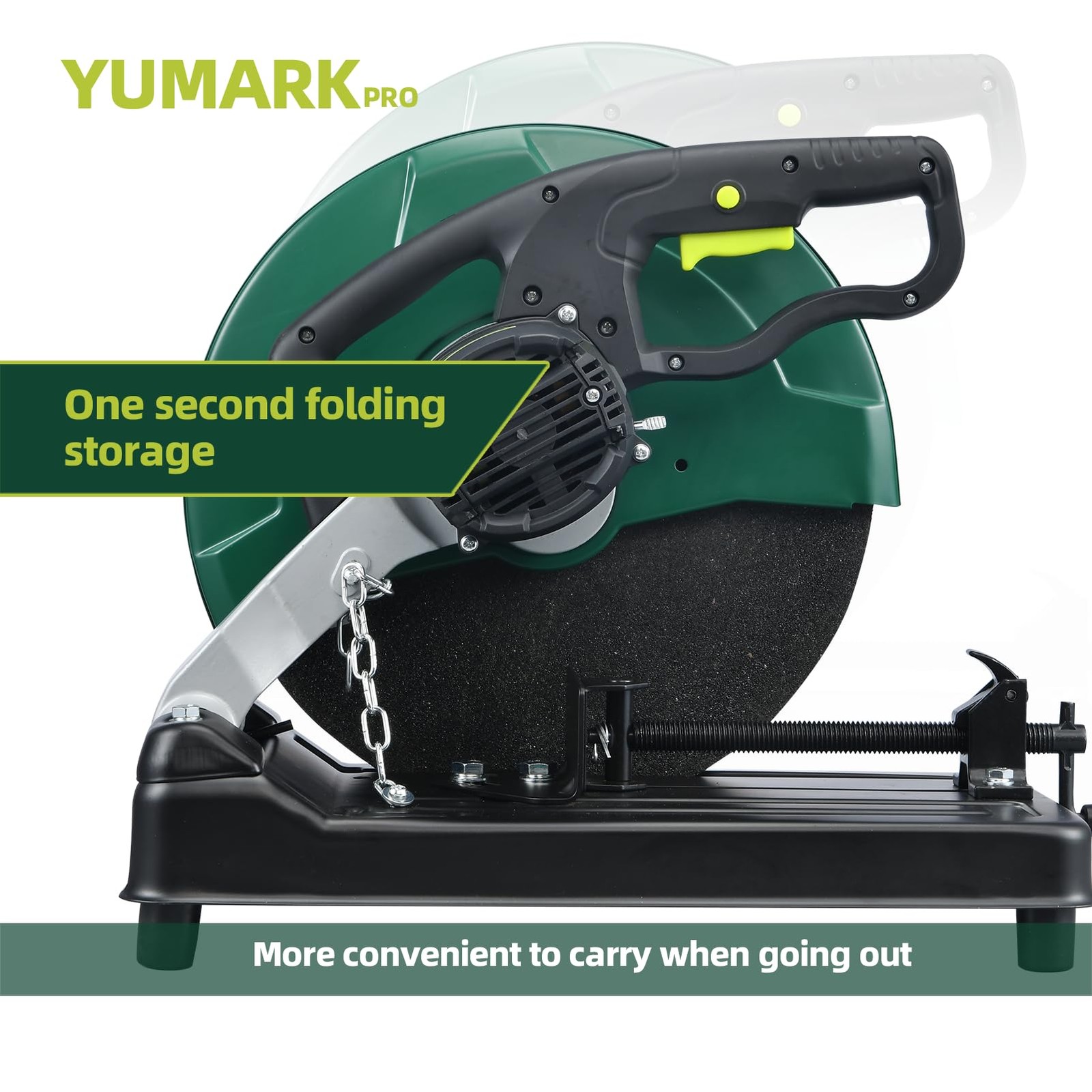 Yumark Abrasive Chop Saw, 2200W 3800RPM Steel Cutting Machine, Metal Green