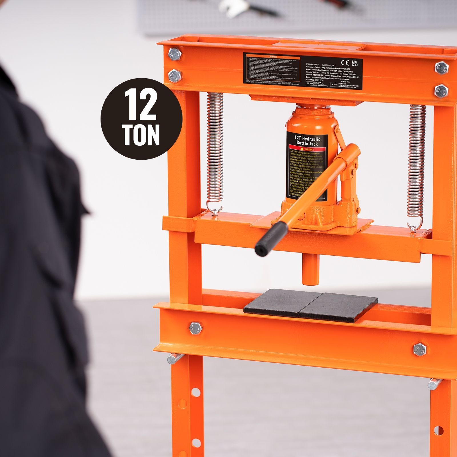 12T H-Frame Hydraulic Shop Press 19.7×20.1×52.5in Heavy Duty Garage