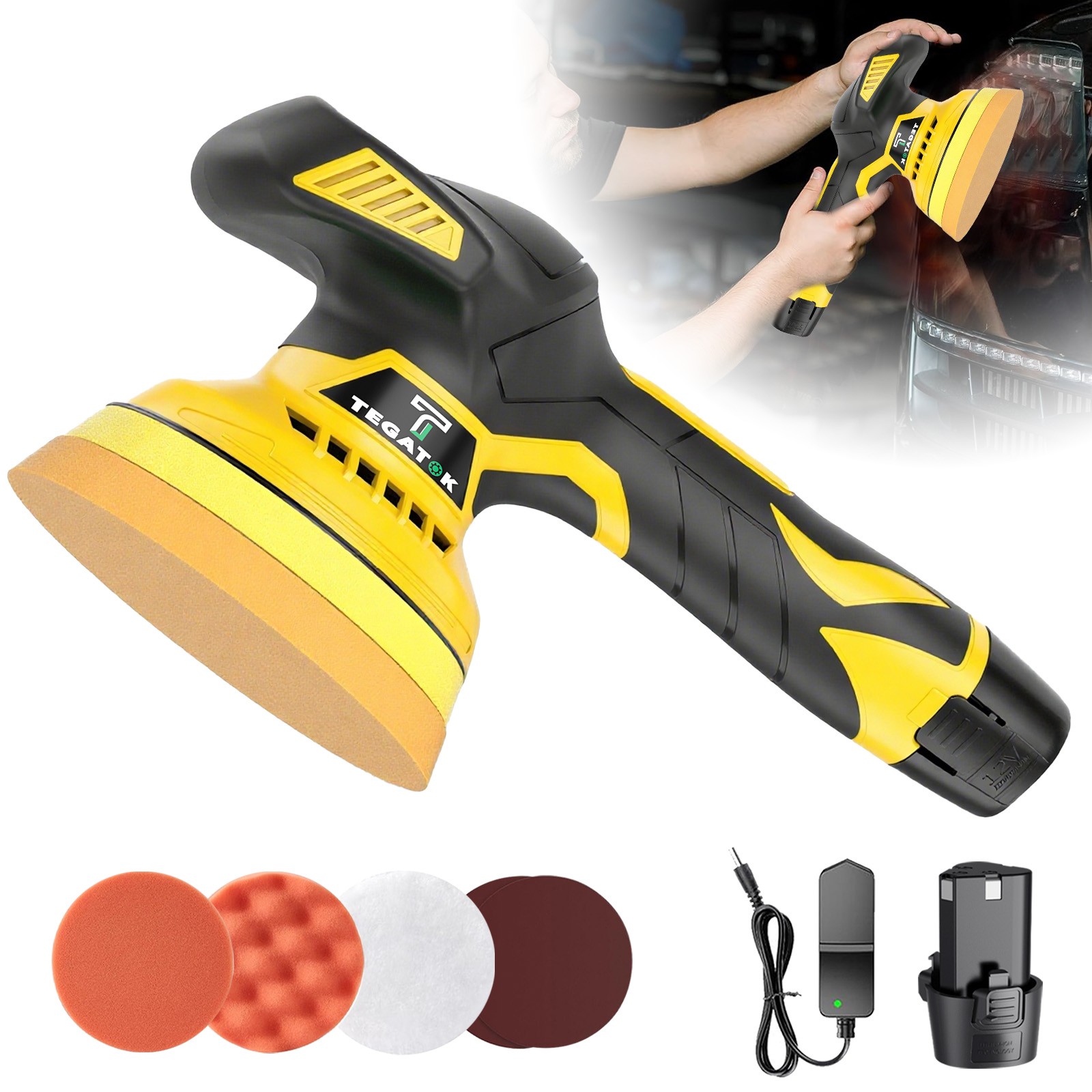 Electric Lithium-ion Polishing Machine Set,Handheld Variable Speed Car Polishing