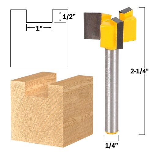 Spoilboard Surfacing Router Bit 1″ Diameter 1/4″ Shank 1/4″ Shank Yonico 14902q