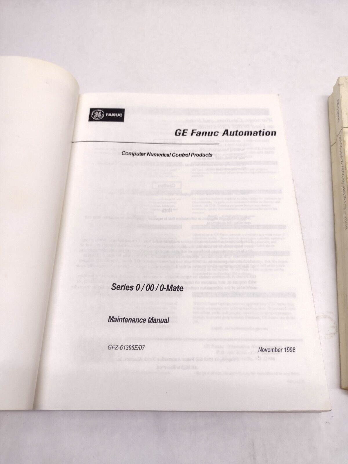 GE Fanuc Series 0/00/0-Mate Maintenance Manual & 0M-Model B, 00M-Model B Manual