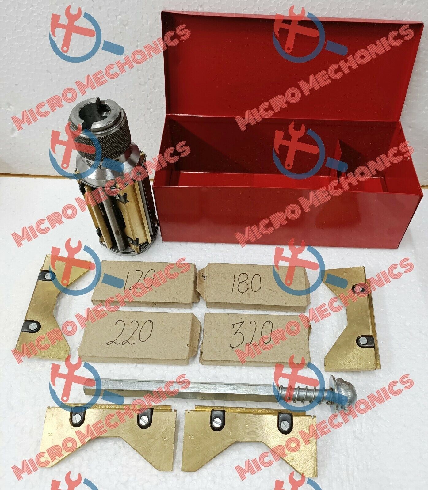 Engine Block Clyinder Hone Tool Expanding size 2.500″ to 5.500″ + 4 Set of Stone