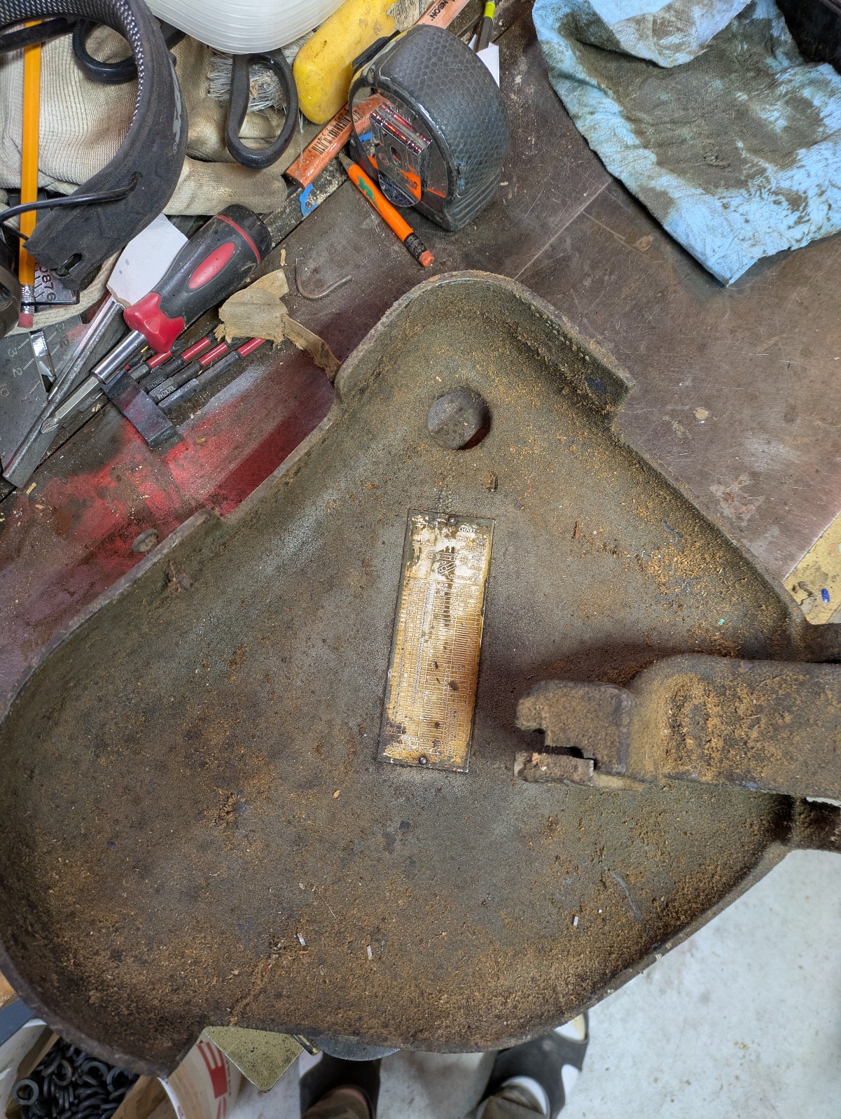 Atlas lathe gear cover and attached hinge