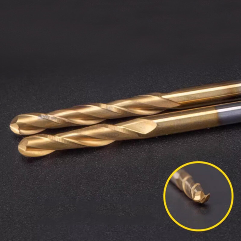 3.175mm Shank Carbide Ball Nose End Mill 2 Flute Milling Cutter Drill Ti Coated