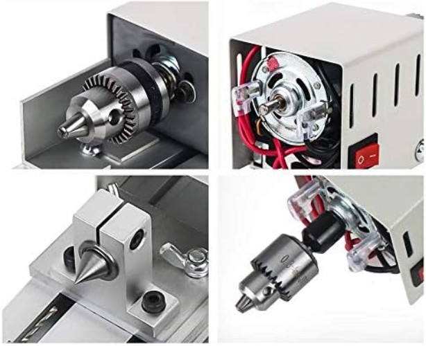 Mini Lathe Machine 12V-24VDC 96W Mini Wood Lathe Milling Accessories for DIY …
