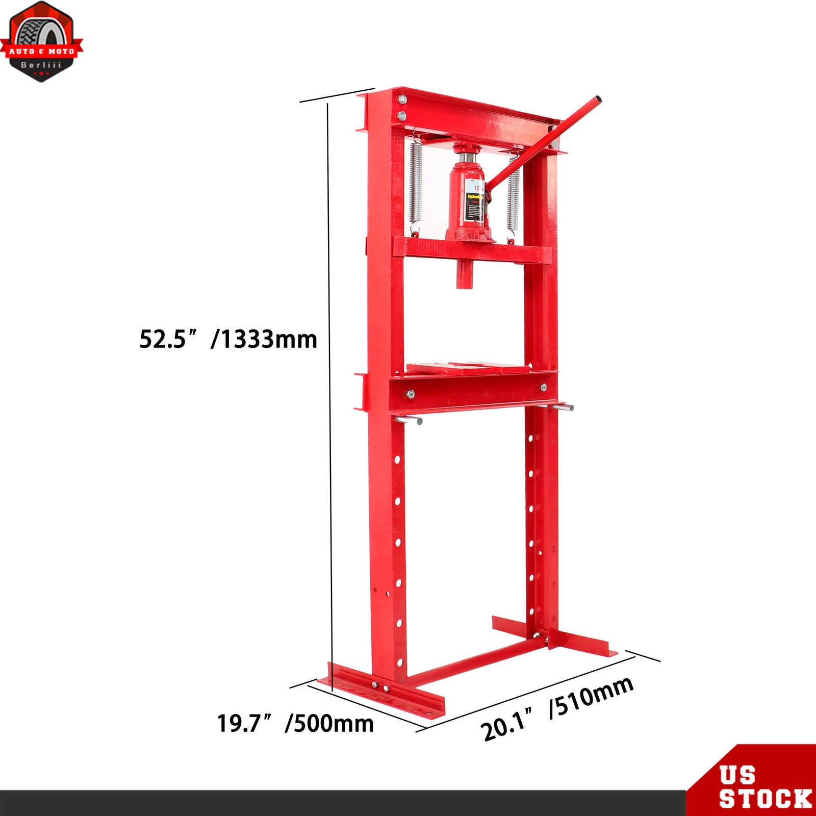 12 Ton / 24,000 lb Shop Press Hydraulic Jack Stand Floor H-Frame Press Plates
