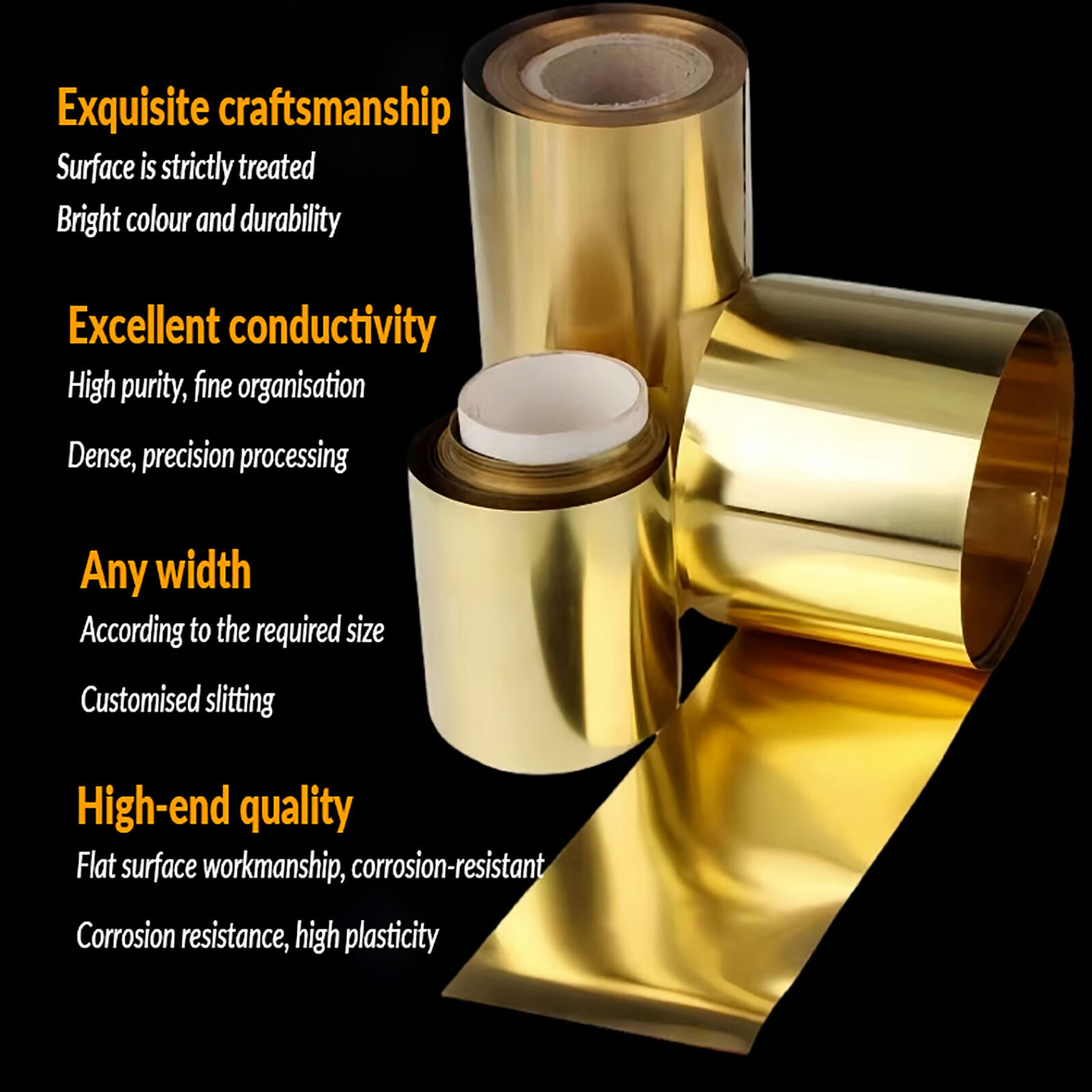0.01mm-1mm Thickn Brass Sheet/Brass Foil/Brass Tape Thin Brass Sheet Metal Belt