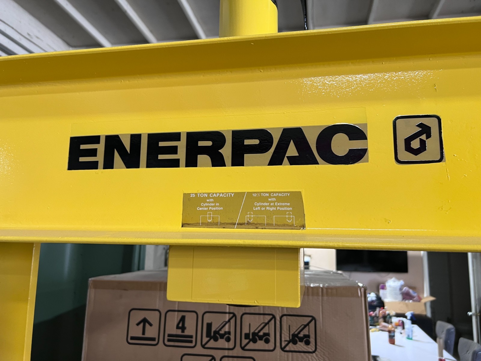 ENERPAC 25 TON 13″ STROKE H-FRAME MANUAL HYDRAULIC PRESS W/ TABLE LIFT CYLINDER