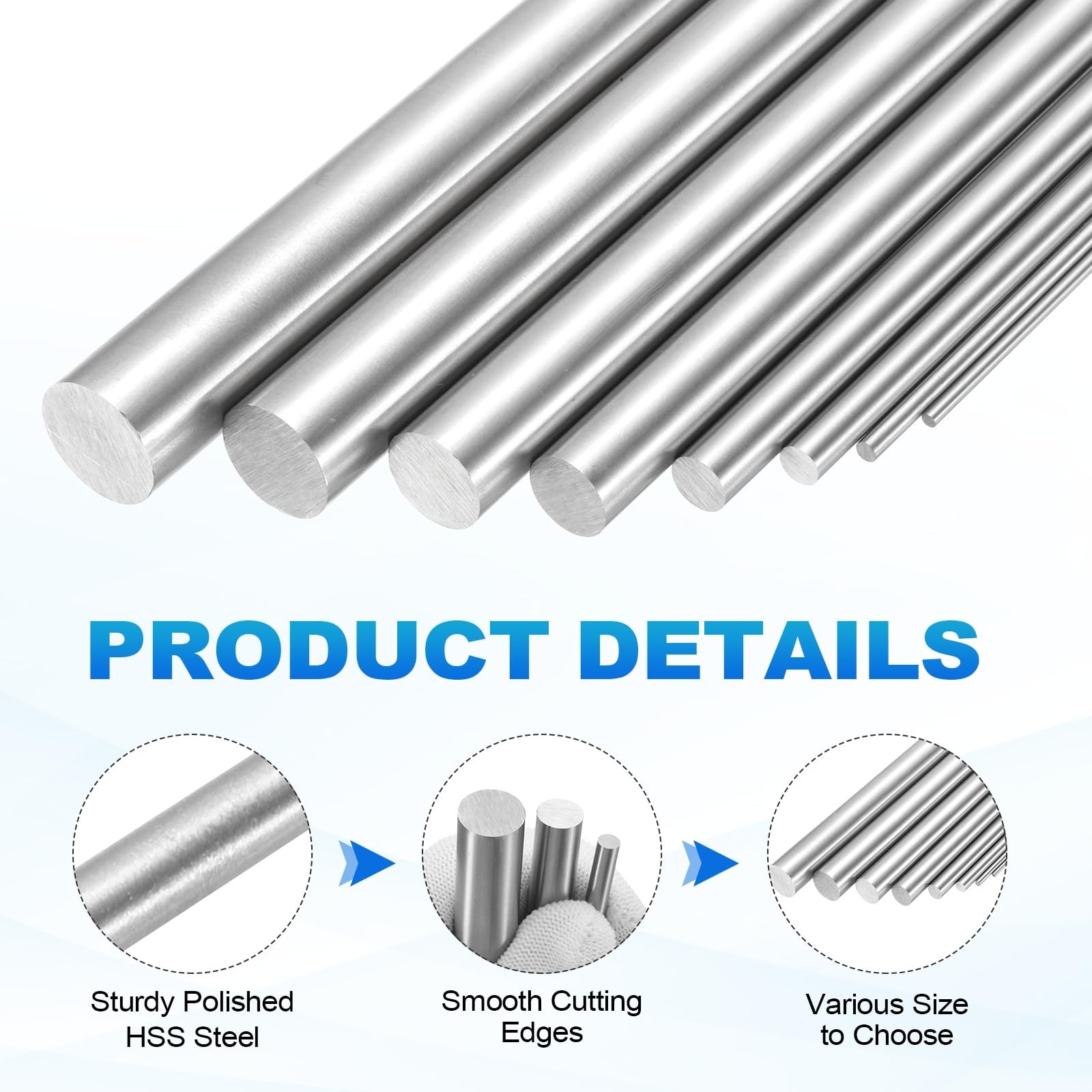 MECCANIXITY 4 Pcs Round Steel Rod 5mm Diameter HSS Lathe x 100mm, silver