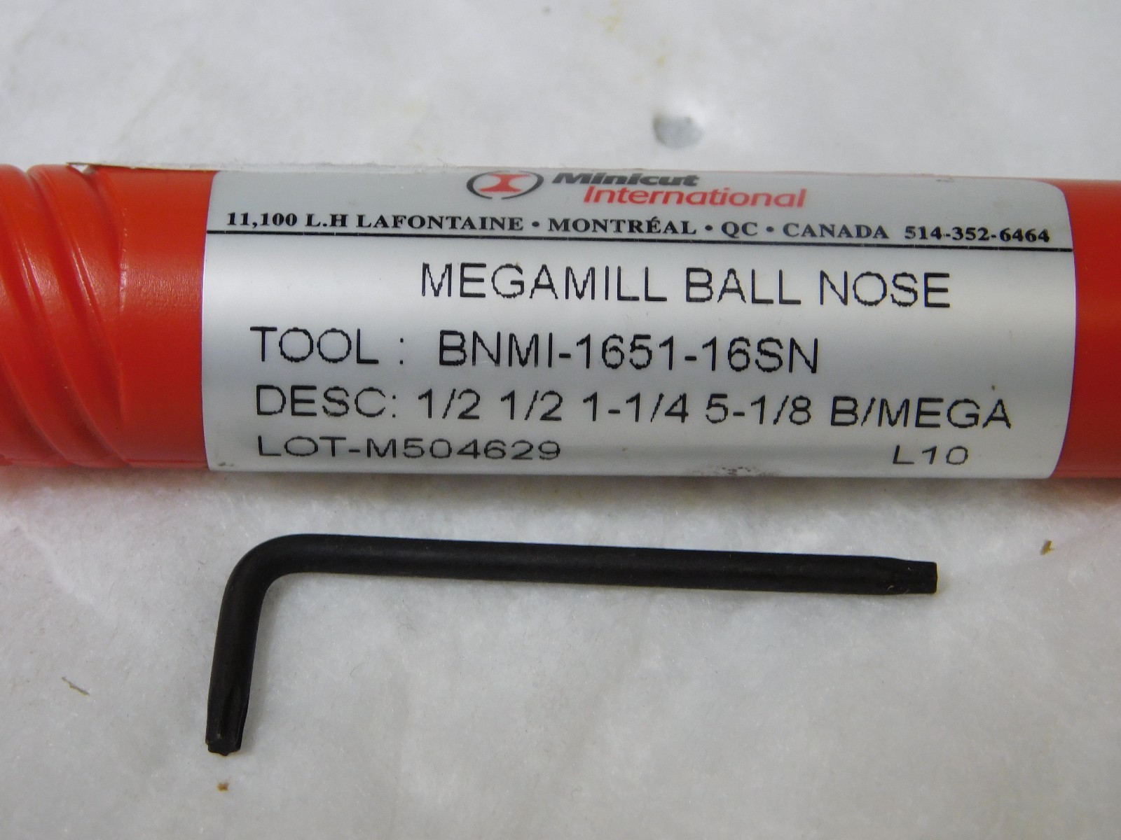 MiniCut International Indexible Ball Nose End Mill 1/2x 5.125L BNMI-1651-16SN