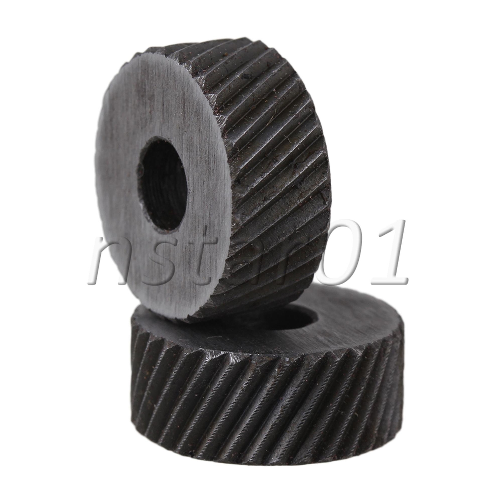 0.15cm Pictch Diagonal Coarse Knurling Wheel Set of 2 Silver Black