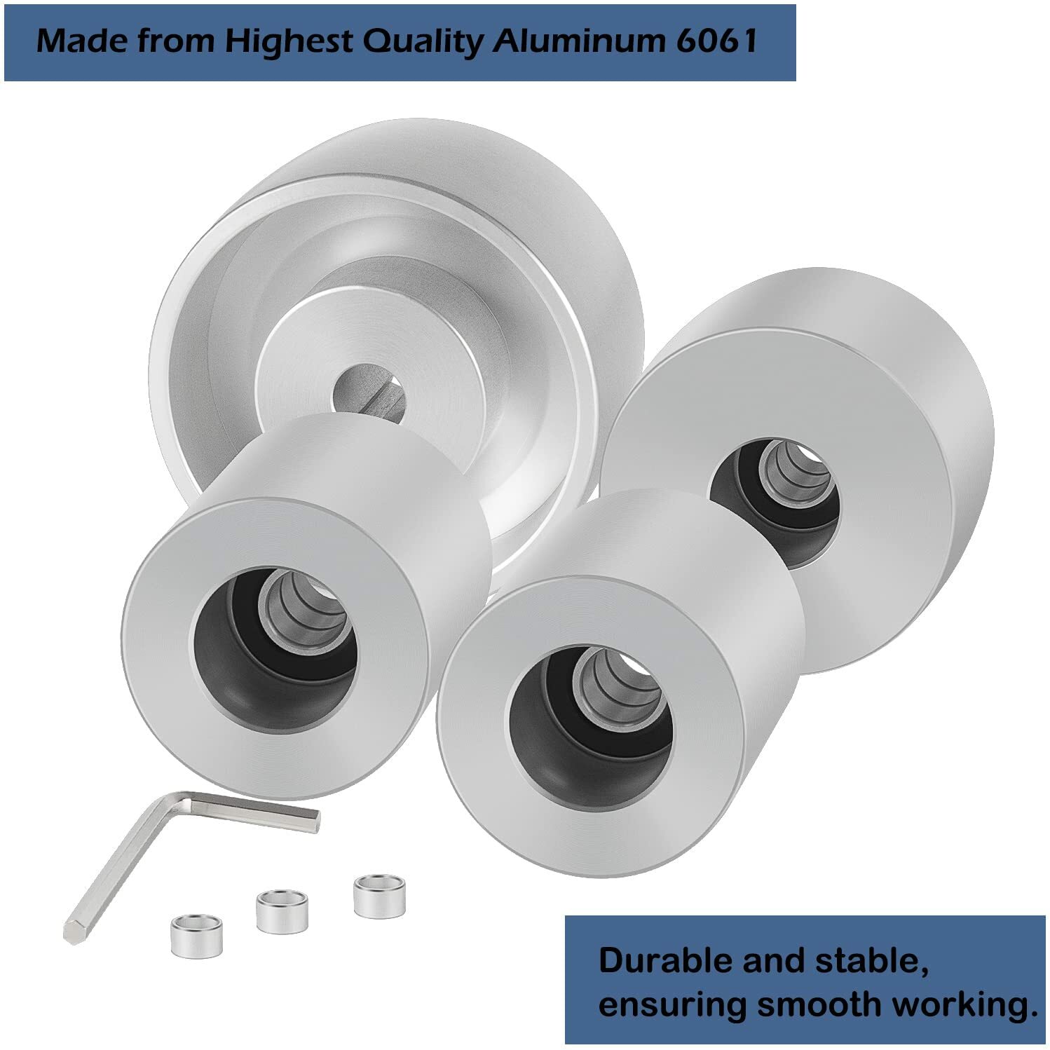 4pcs Belt Knife Grinder 2″x72″ Wheel Set 4″ Drive 5/8″ Bore 3″ Track 2″ Idler