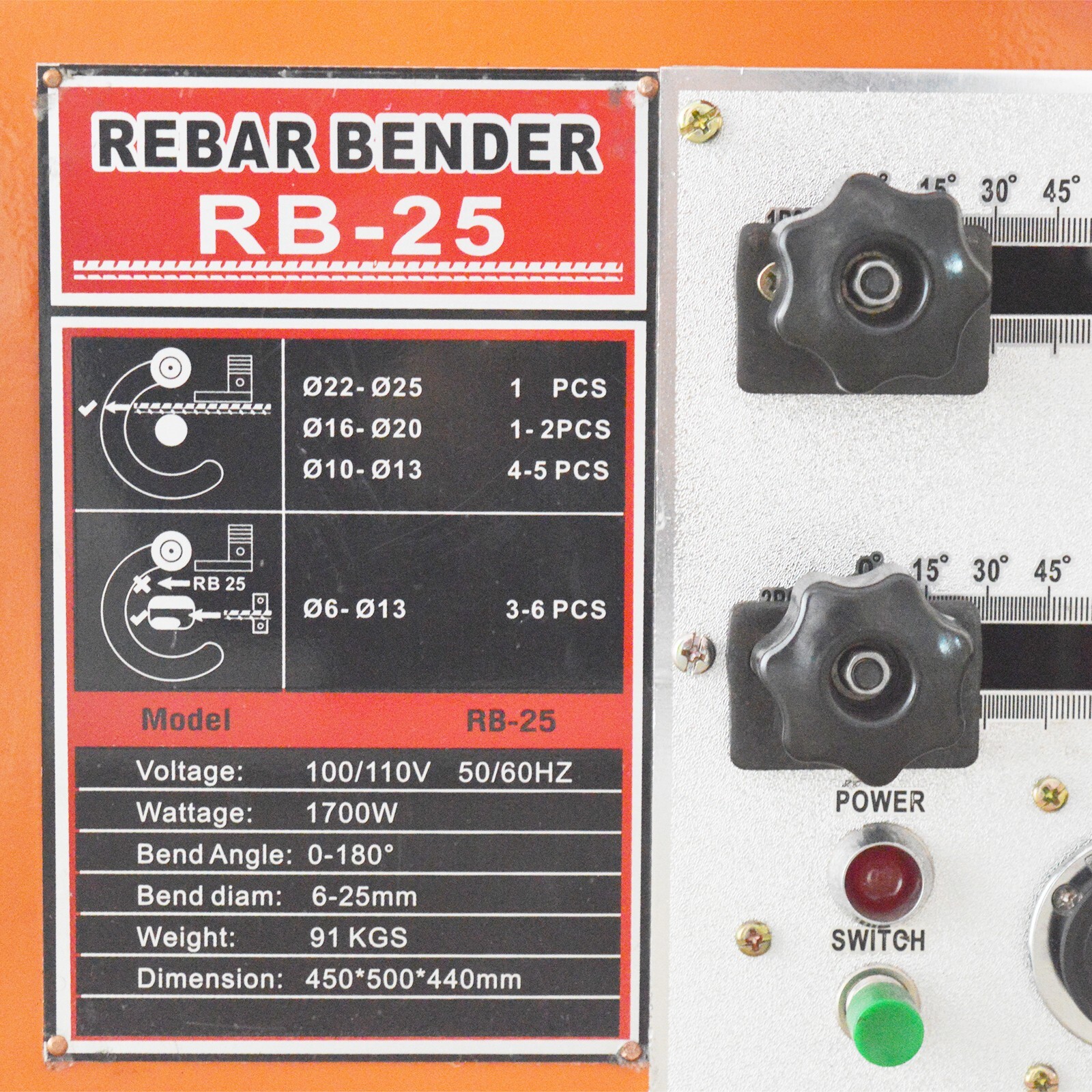 0-180° Electric Rebar Bending Bender Bench Bar Pipe Tube Bending Machine 110V