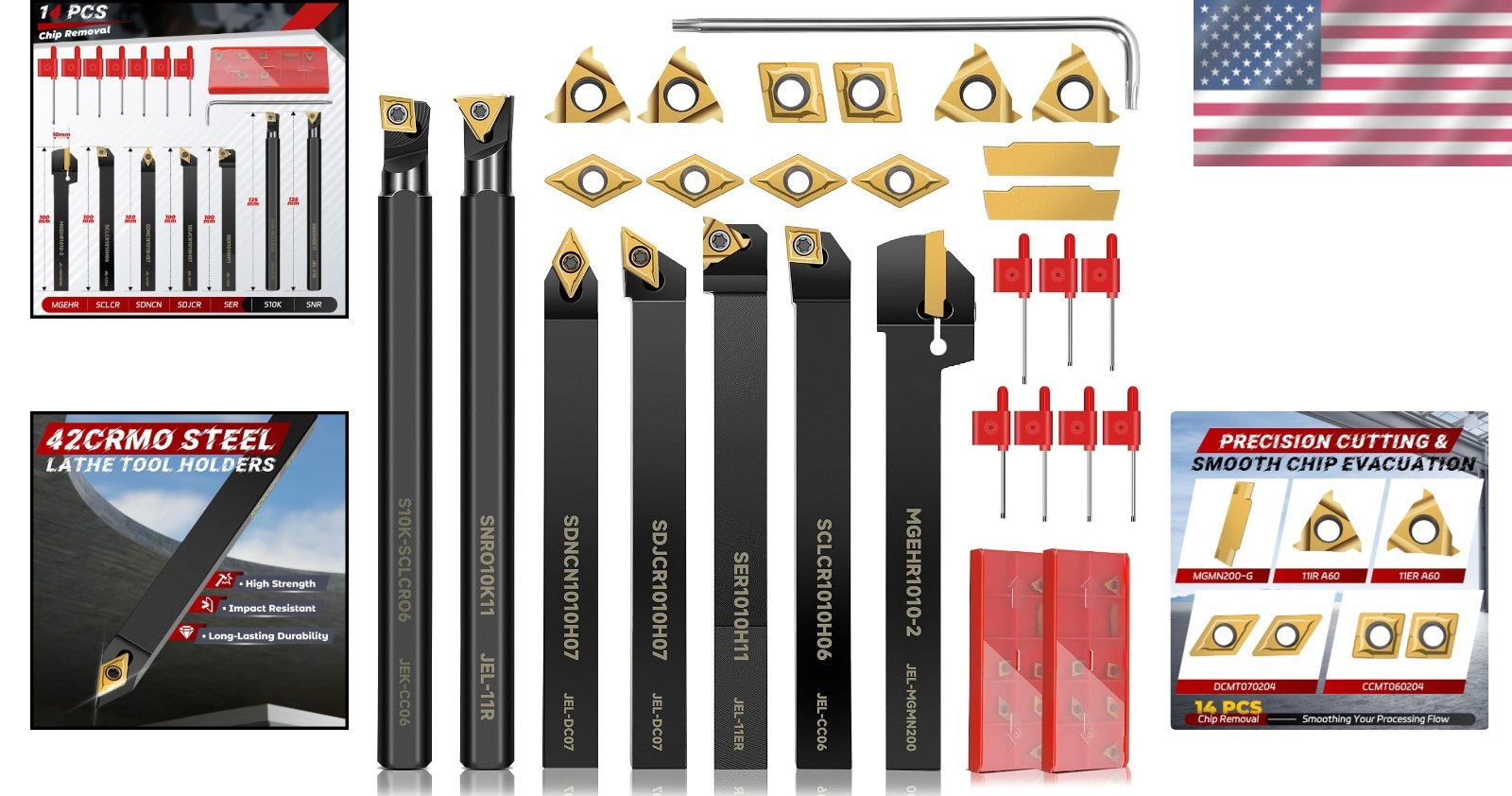 21Pcs Indexable Lathe Turning Tool Kit
