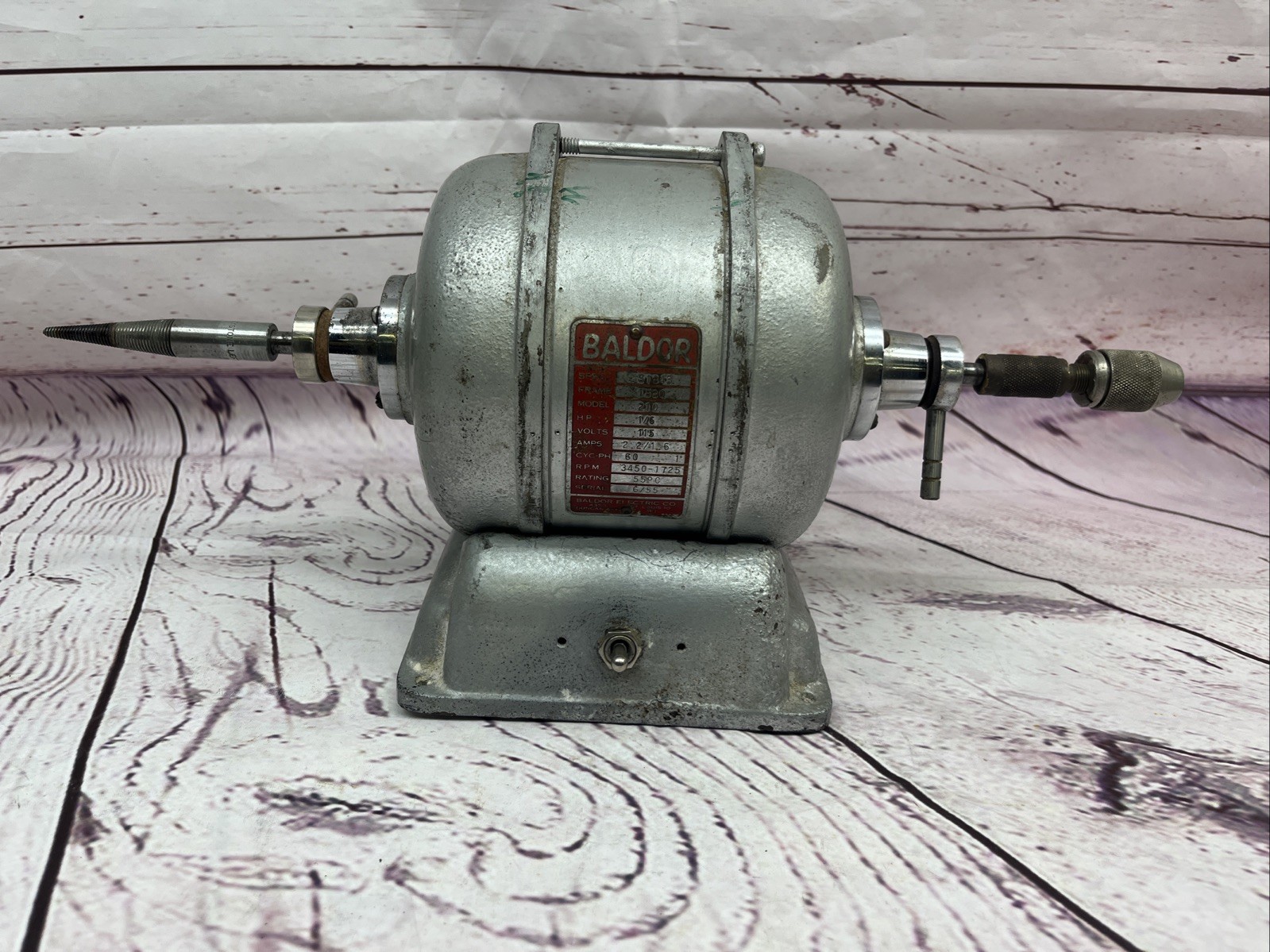 Vintage Baldor Bench Grinder Buffer Model 210, 1/6 HP, 2.2 Amps , 3450 RPM