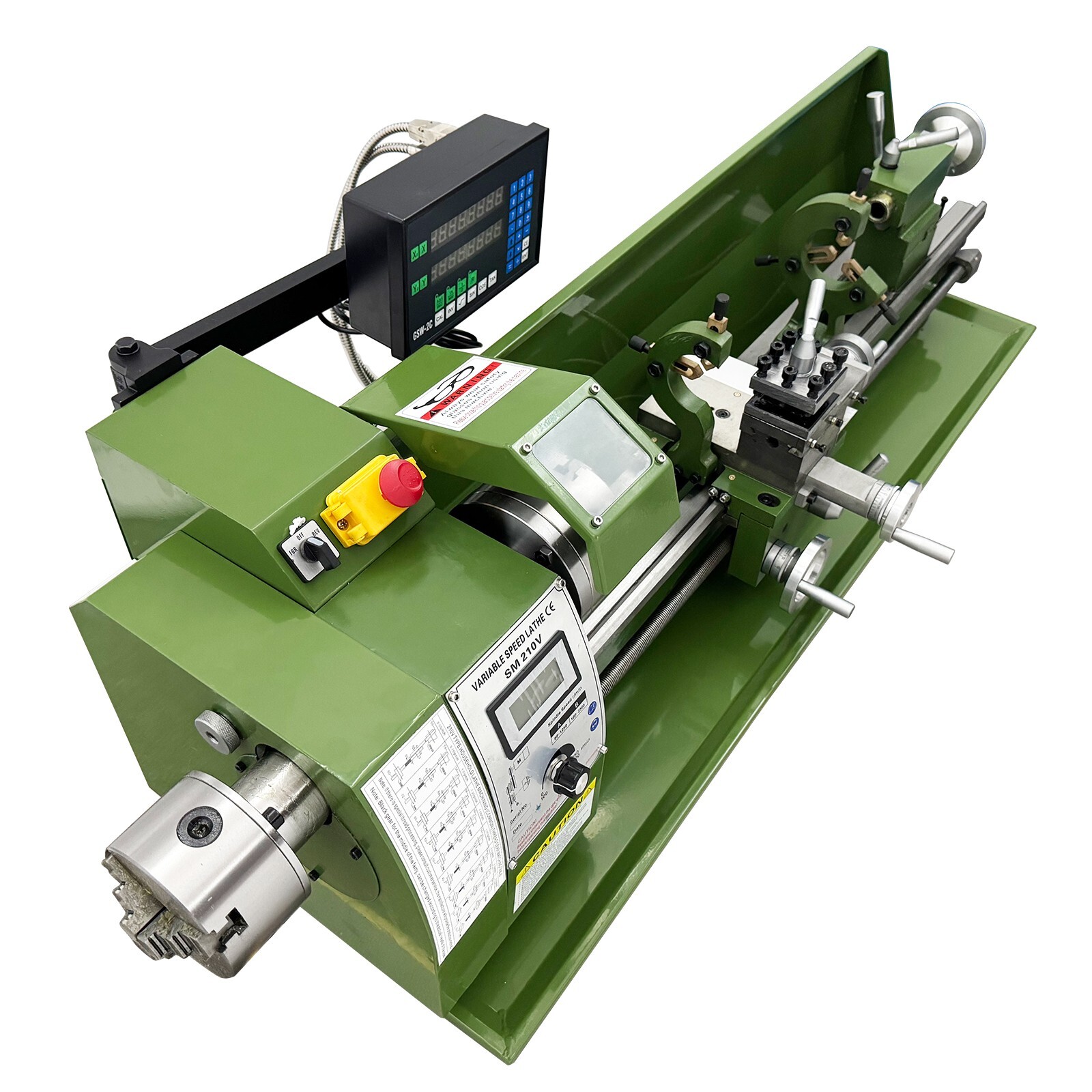 110V 1100W Double Chuck Precision Metal Bench Lathe 8″*29.5″ With Grating Ruler