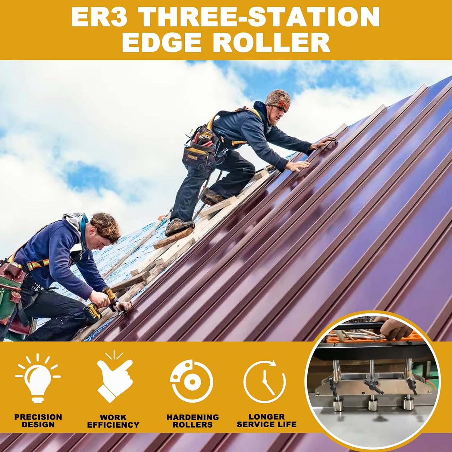 ER3 Three-Station Edge Roller Bender, Large Radius Sheet Metal Bead Roller Bende