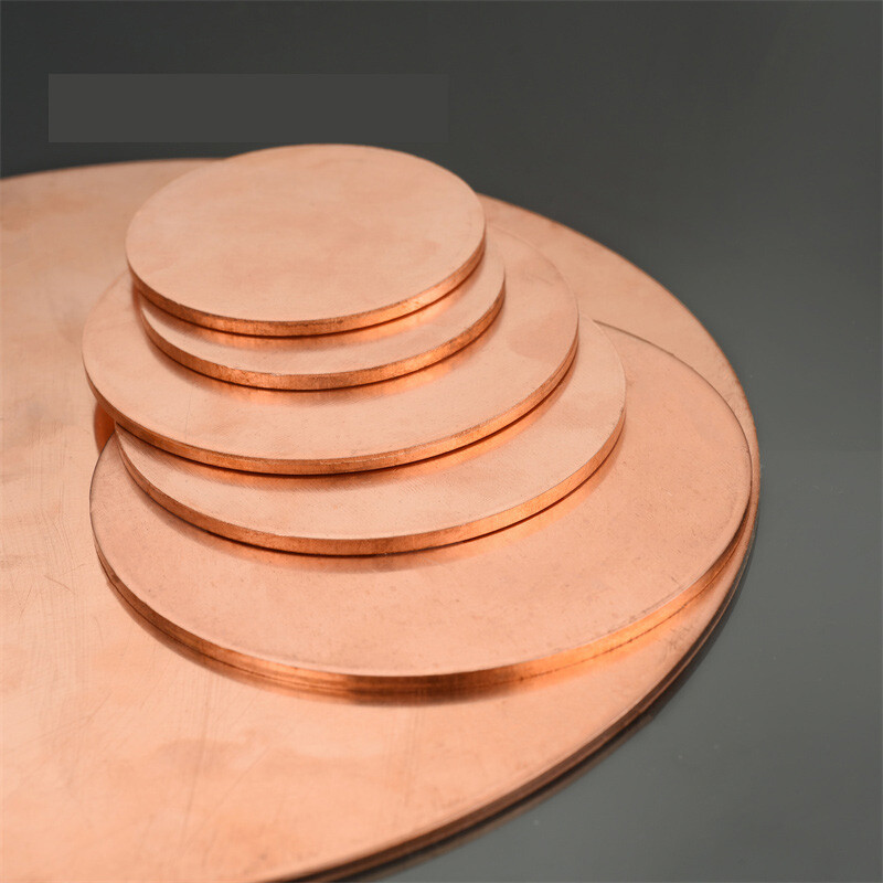 Solid Pure Copper Discs Blank Round Plate Metal Sheet 50-200mm OD 0.8-3mm Thick
