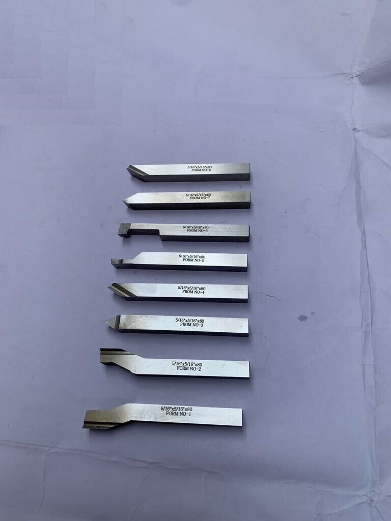5/16″ x 3-1/8″ Inch HSS M2 Lathe Pre Formed Tools Set Of 8 Pieces Square Shank