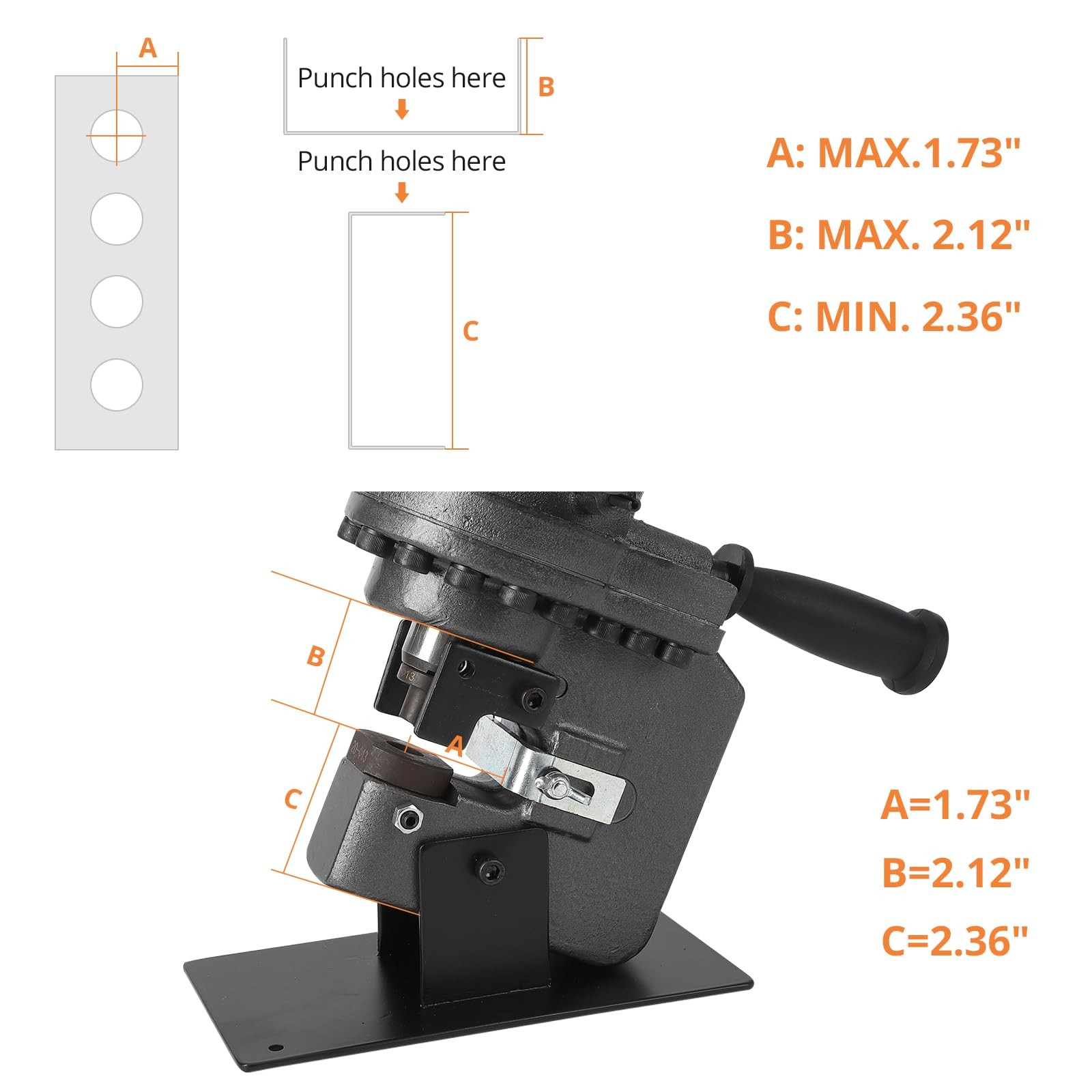 Heavy Duty Hydraulic Hole Puncher 1200W Electric Metal Punch Machine, 110V, 1/4″