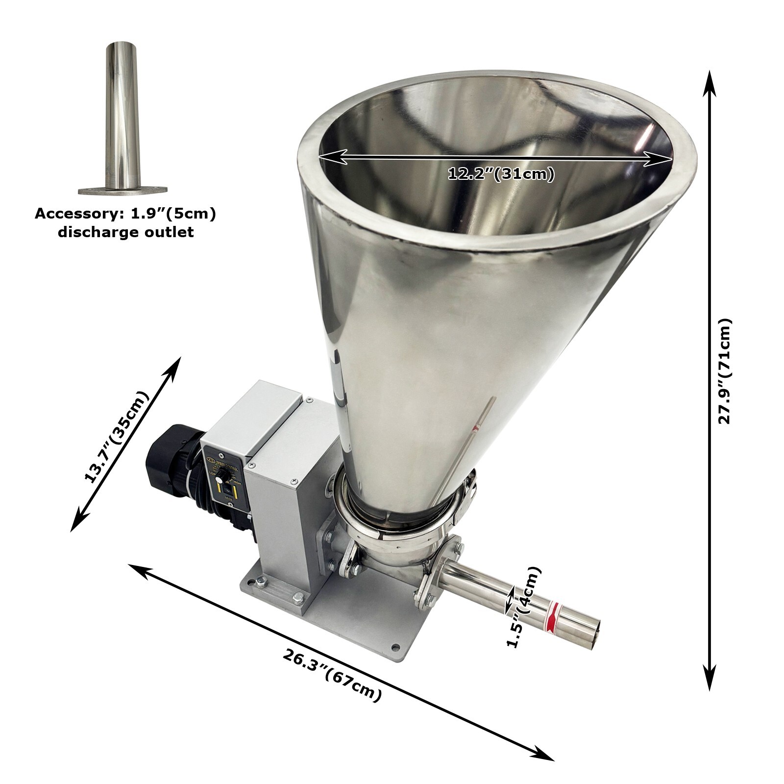 220V 1PH Stainless Steel Feeder Feeding Engine 0.6-3KG/H for Granule