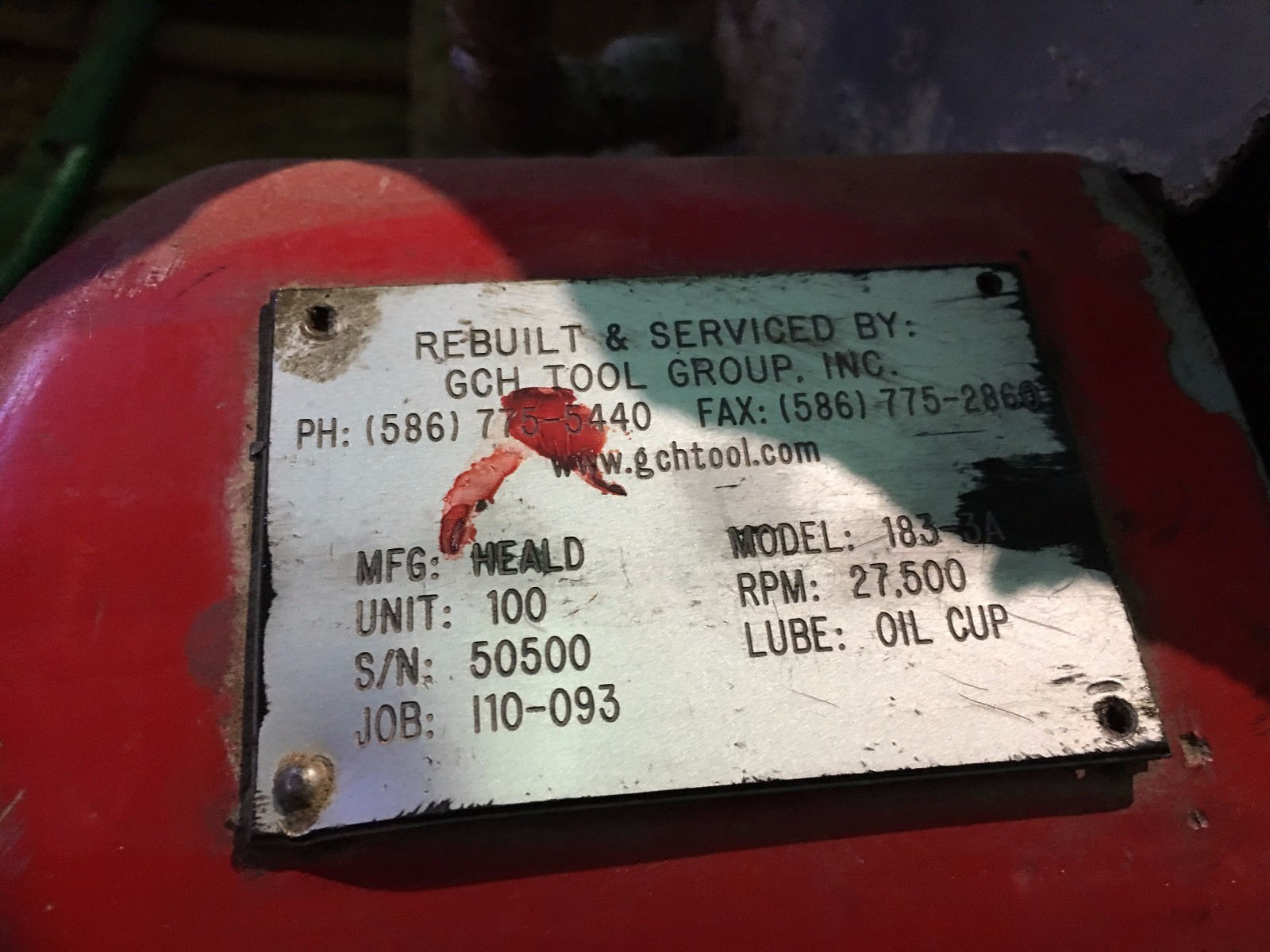 Heald Red Head Internal Grinding Spindle Model 183 27,500 RPM