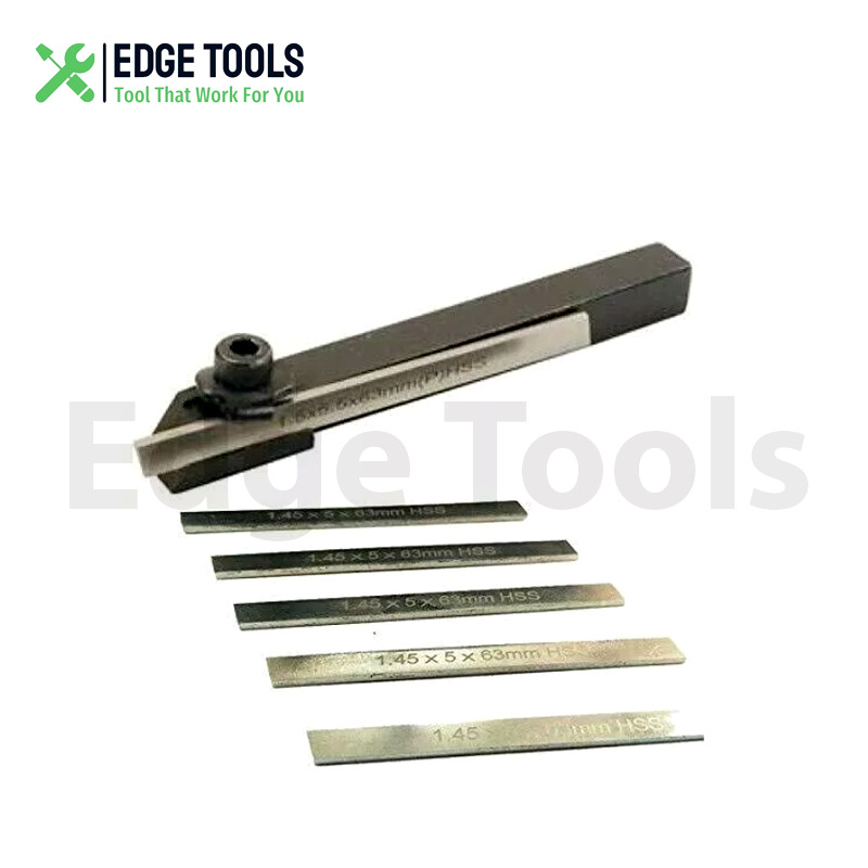 10mm Mini Parting Tool Cut off Holder with 6Pcs HSS Blades for Mini Lathes