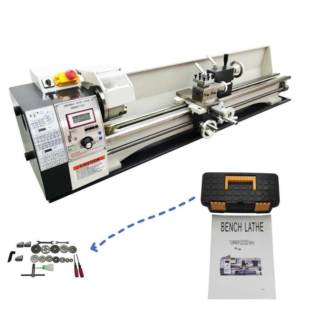53.94*11.81″ Precision Long Metal Lathe WM210V Brushless Bench Lathe 110V 1100W