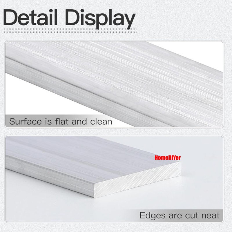 6061 Aluminium Flat Bar Strip Metal 500mm Length 1.4mm-35mm Thick Multiple Sizes