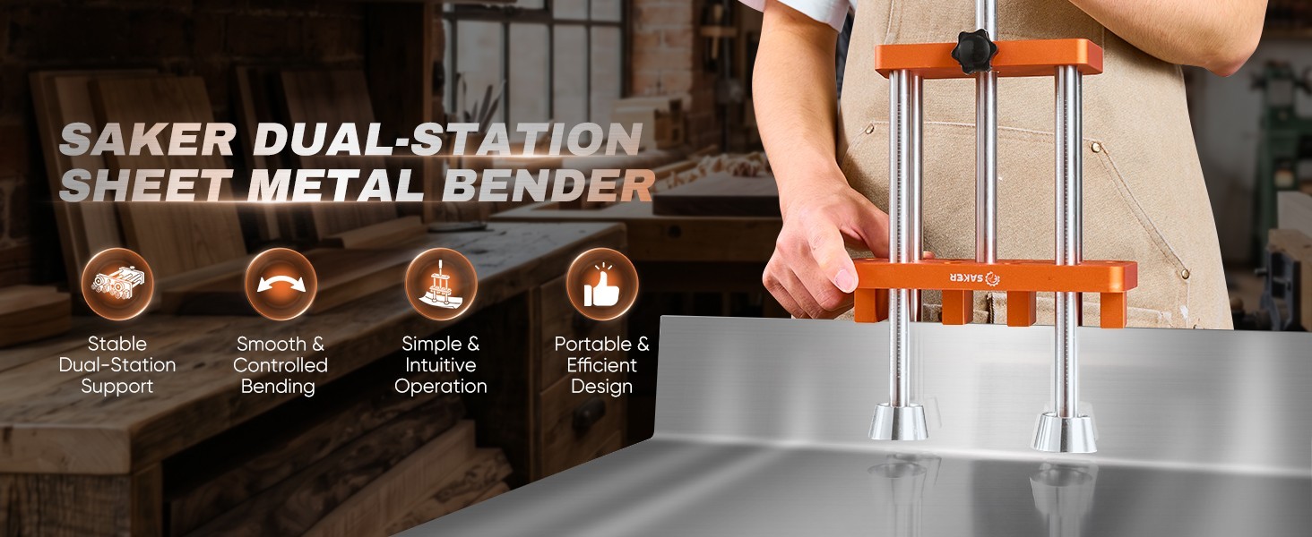 Sheet Metal Bender 2 Station Roller Tool 0-100° Range w Adjustable Depth Gauge