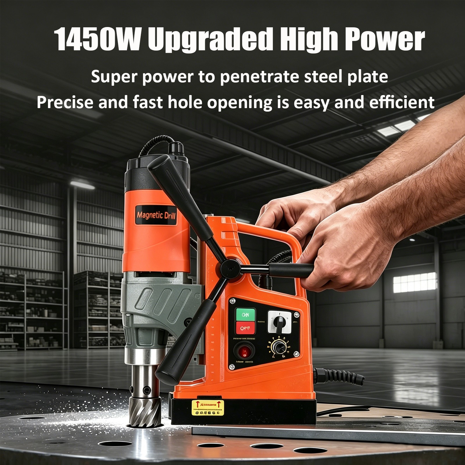 1450W Magnetic Drill Press Variable Speed 40mm Mag Drill w/ Annular Cutters