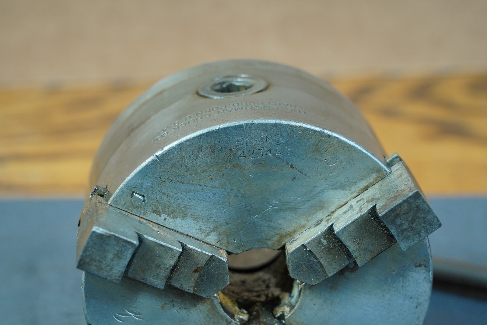 Cushman 4″ 3-jaw Metal Lathe Chuck with One Set of Jaws and Chuck Key