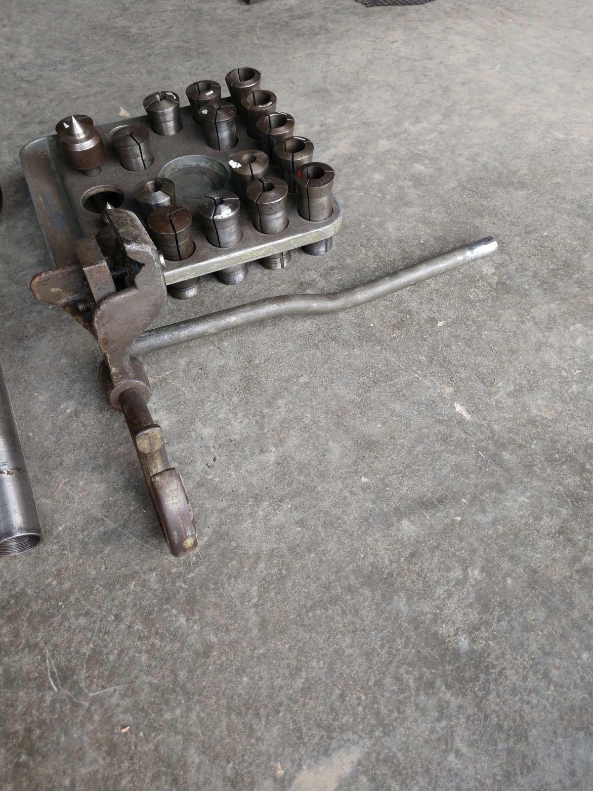 South Bend Heavy 10 Collet Rack, 5C Collets, Holder, Nose piece And Draw Bar