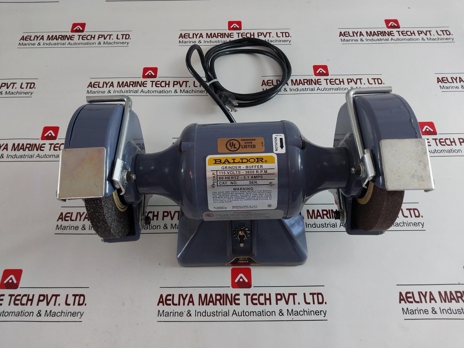 Baldor Electric 612 Grinder-Buffer 975305-00 115 VOLTS 3600 RPM 60HERTZ 3.1 AMPS