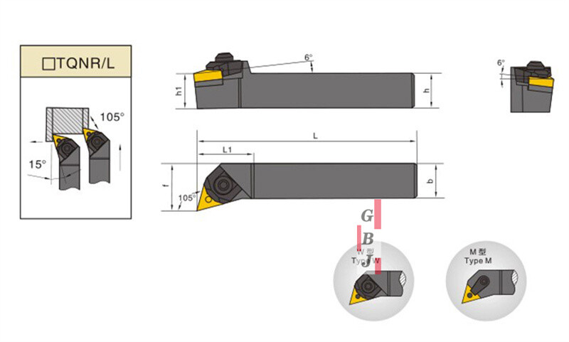 15° MTQNR MTQNL 1616 2020 2525 K16 M16 External turning tool For TNMG (clamp)
