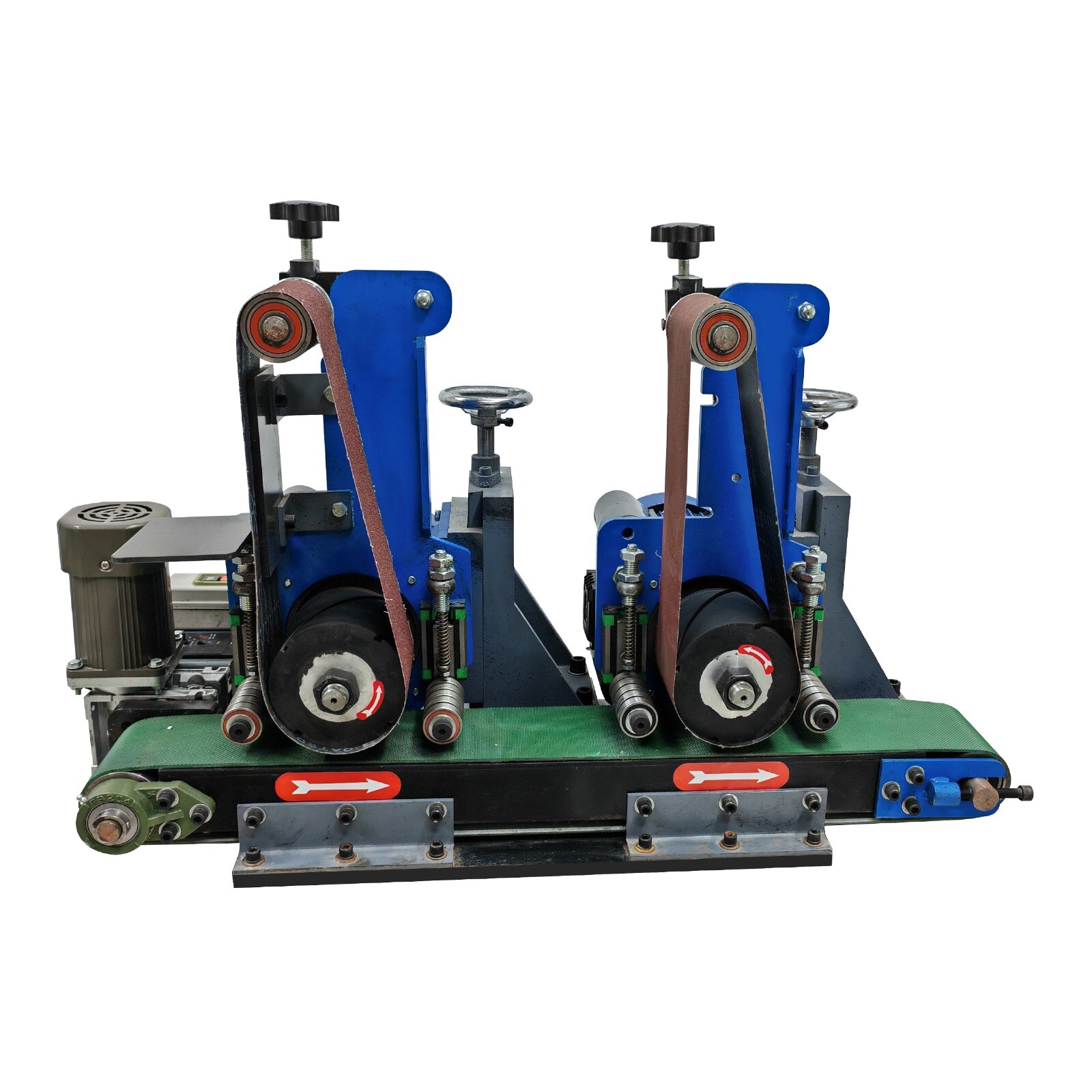 Two stations Surface Belt Sander Polishing Rust Drawing Deburring Machine 220V