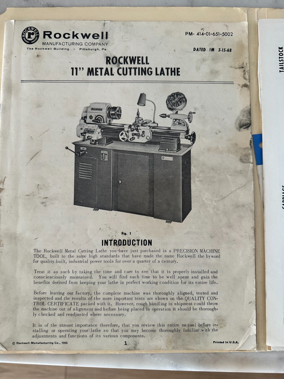 Rockwell 11inch metal lathe