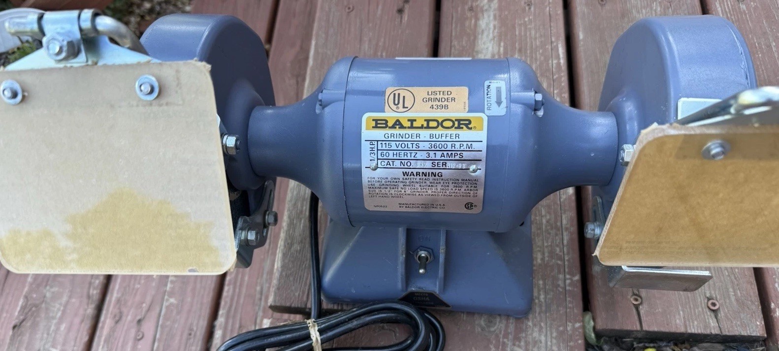 BALDOR # 612 6″ GRINDER / BUFFER 115V 3600 RPM