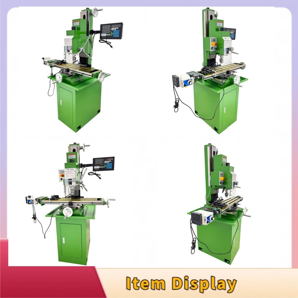 Heavy-Duty Cast Iron Milling Machine SM32V 110V 1.5KW Brushless R8 Taper 3-Axis